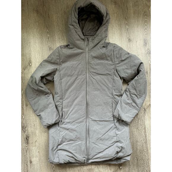 Uniqlo Gray Down Winter Coat Hood Windproof Water Repel Lightweight - Picture 1 of 7